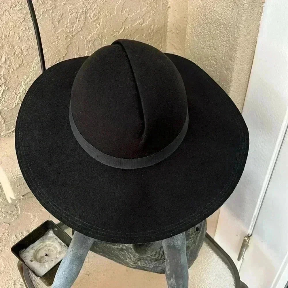 Black Wool Hat Doeskin Felt 100% Wool Made in USA - Picture 2 of 11